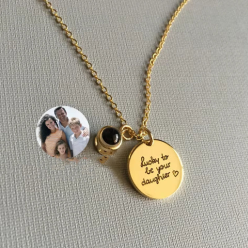 Personalized Projection Photo Necklace With Bar Necklaces Engraving Name